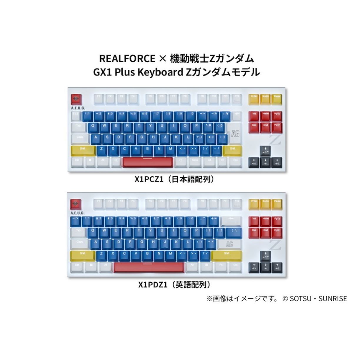 東プレ、REALFORCE × ガンダムシリーズコラボモデル「GX1 Plus