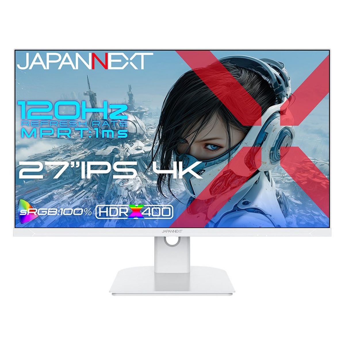 JAPANNEXT、白で統一した120Hz対応27型4Kゲーミングモニター「JN