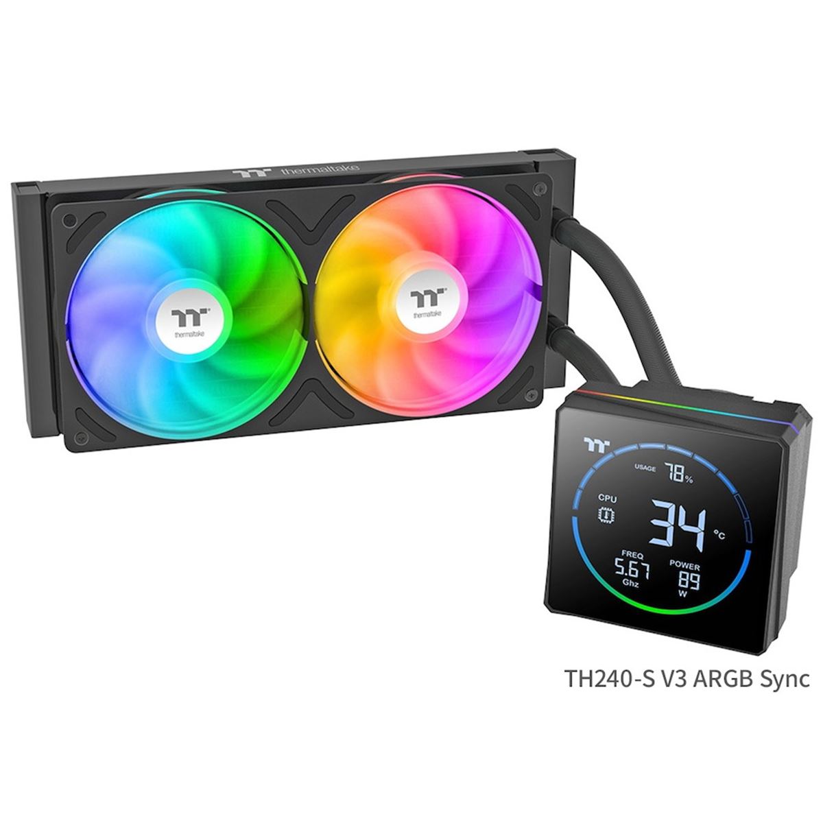 Thermaltake、CPU温度を表示できる水冷一体型CPUクーラー「TH-S V3