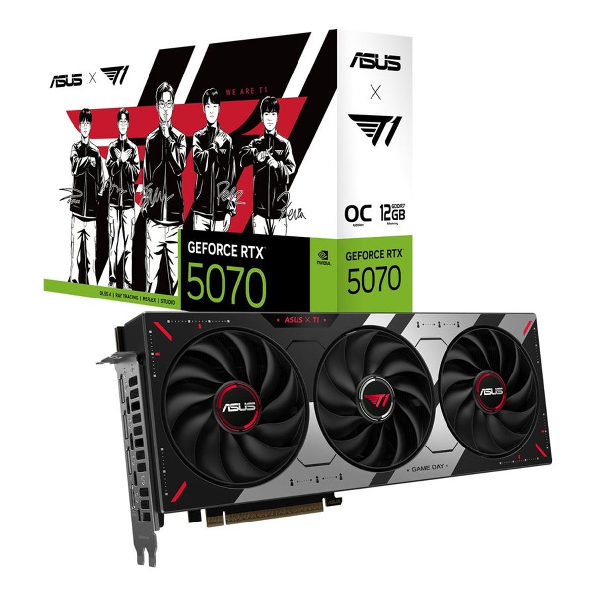 ASUS グラフィックボード RTX5070-012G 未使用 ASUS、プロゲームチーム「T1」とコラボしたグラフィックカード「T1