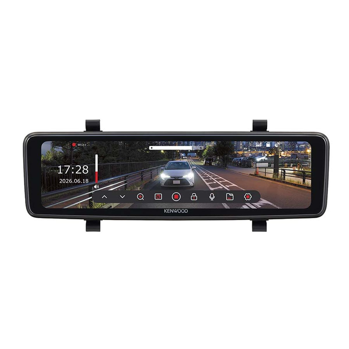 ケンウッド、56fps表示対応のルームミラー型ドラレコ「DRV-X80EM