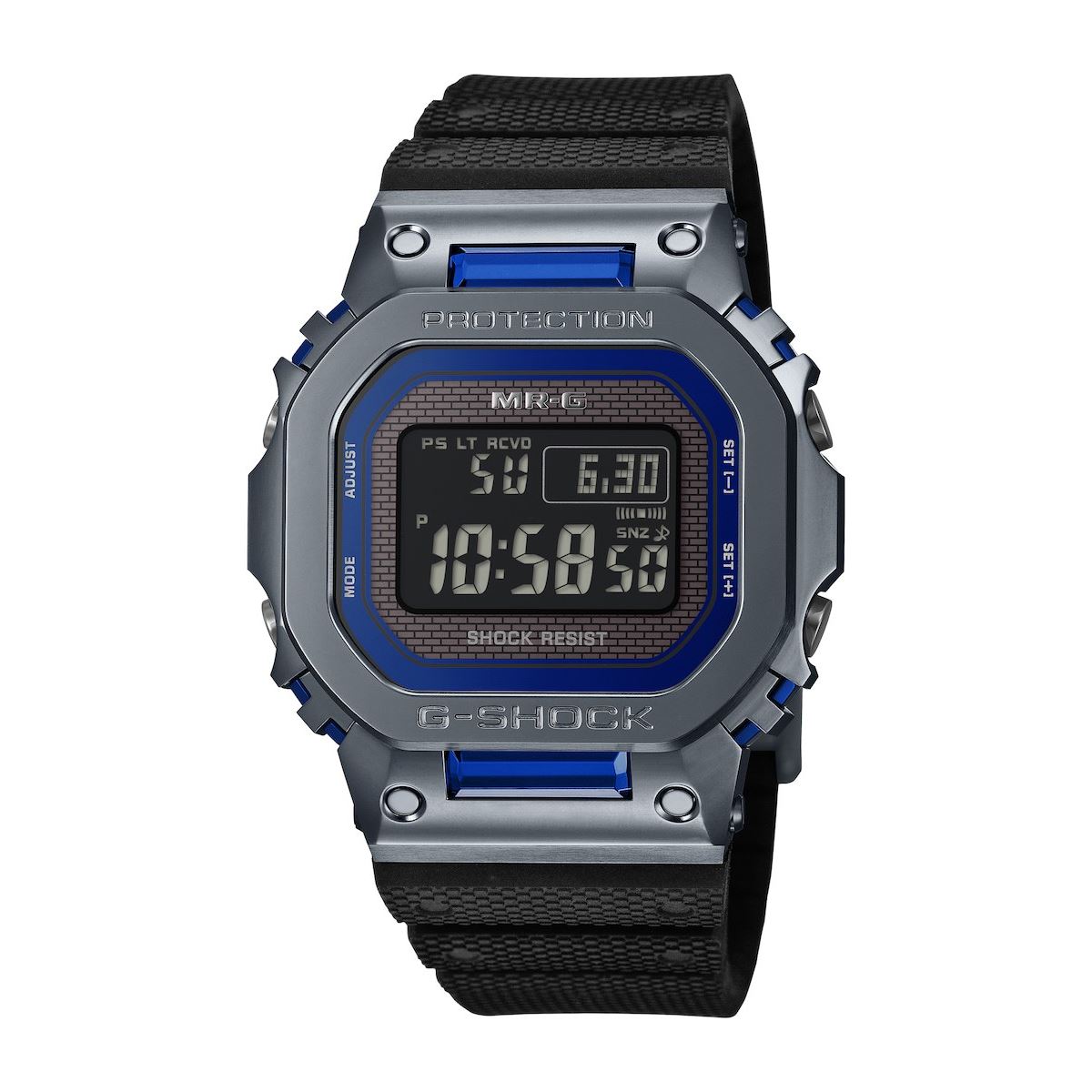 カシオ、G-SHOCK最上級ライン「MR-G」からブルーサファイアを配した