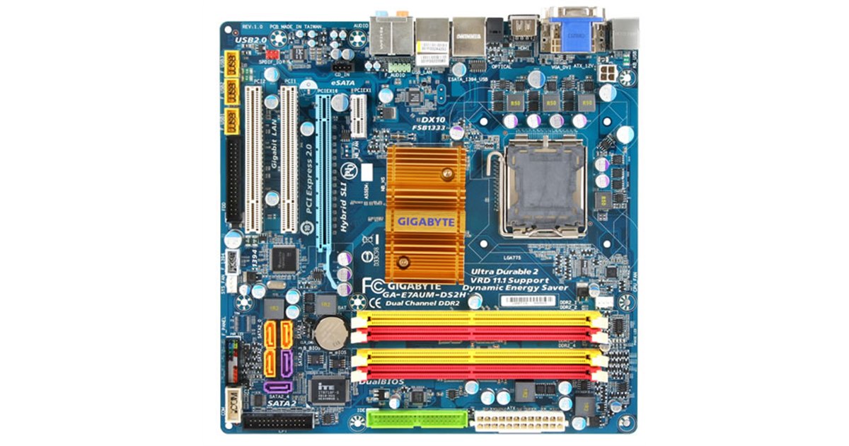 GIGABYTE(ギガバイト)　マザーボード　GA-E7AUM-DS2H　CPU（Pentium Dual 6300）、メモリー6GB実装　【送料無料】