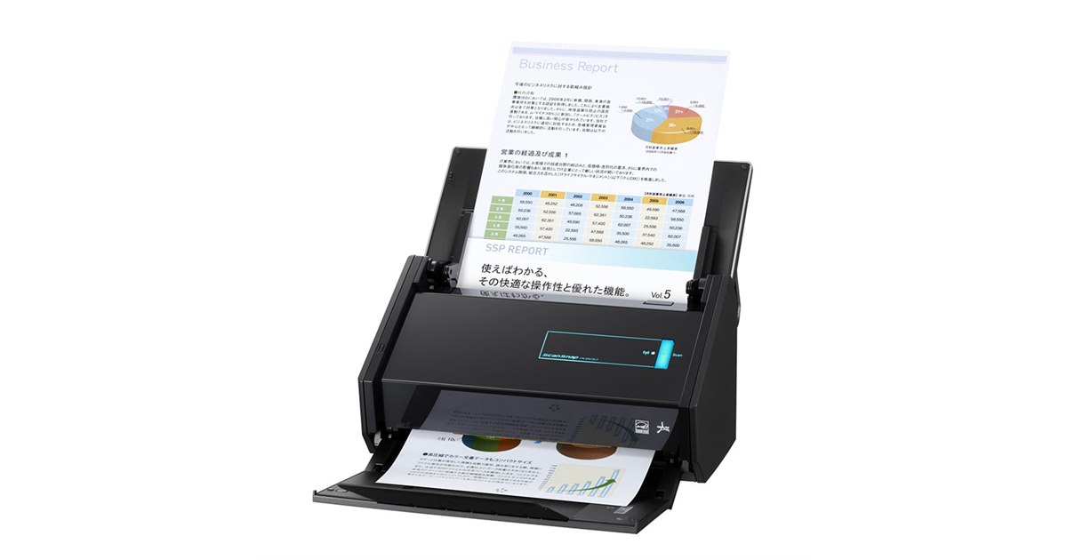 たまった書類を無線でスキャン ScanSnap iX500 ①使用550枚 PFU、Wi-Fi内蔵のドキュメントスキャナー「ScanSnap iX500