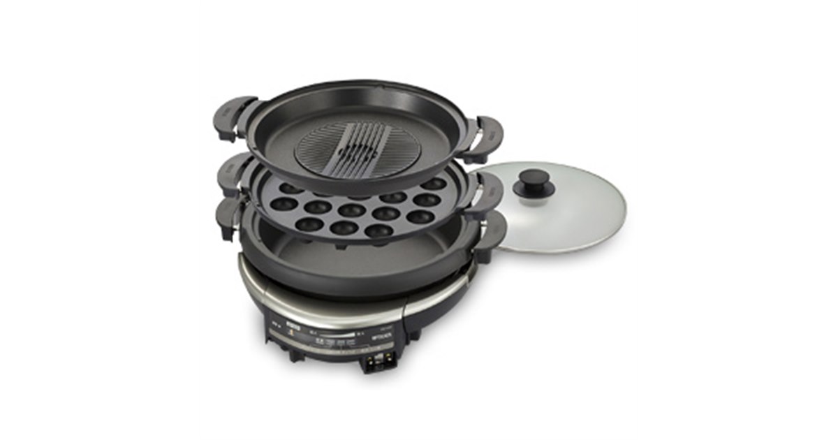 タイガー、たこ焼き用など3つのプレートが付属する遠赤外線グリルなべ