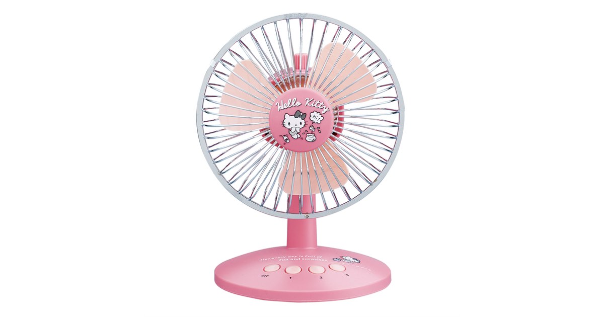 グリーンハウス、ハローキティやポムポムプリンのUSB首振り扇風機