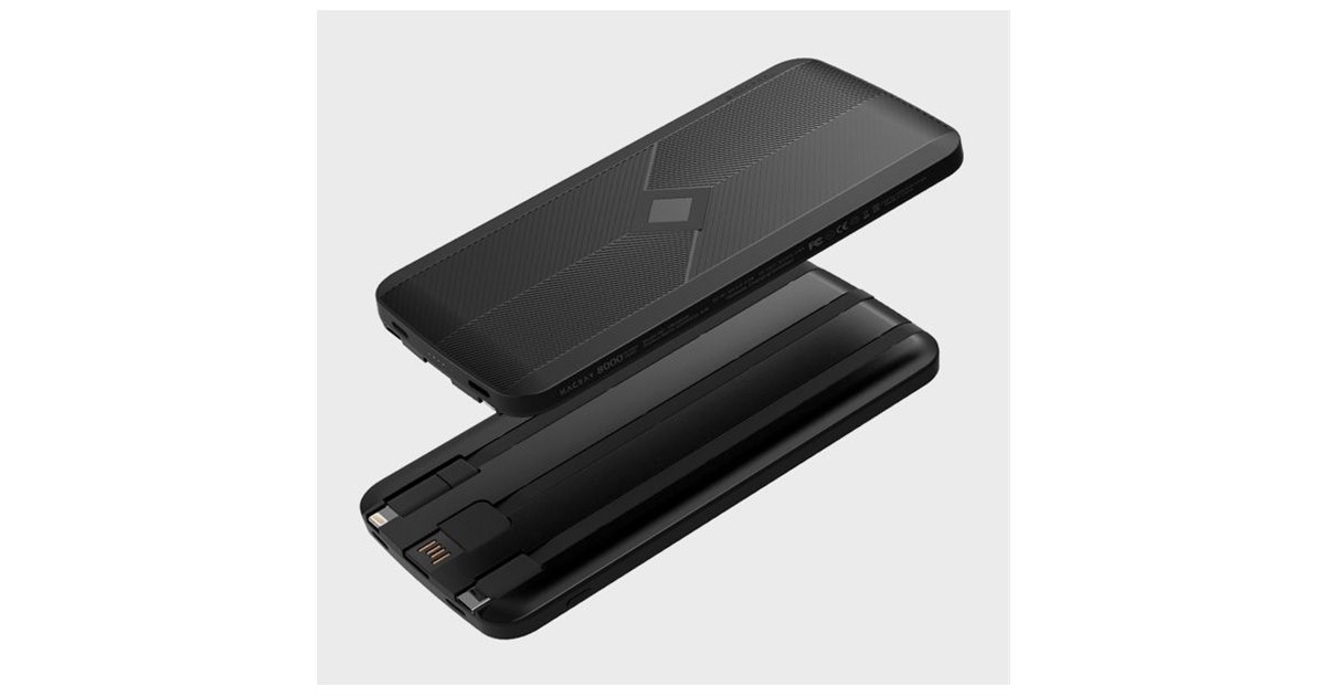 HACRAY、ケーブル3種を内蔵するワイヤレス充電対応モバイルバッテリー