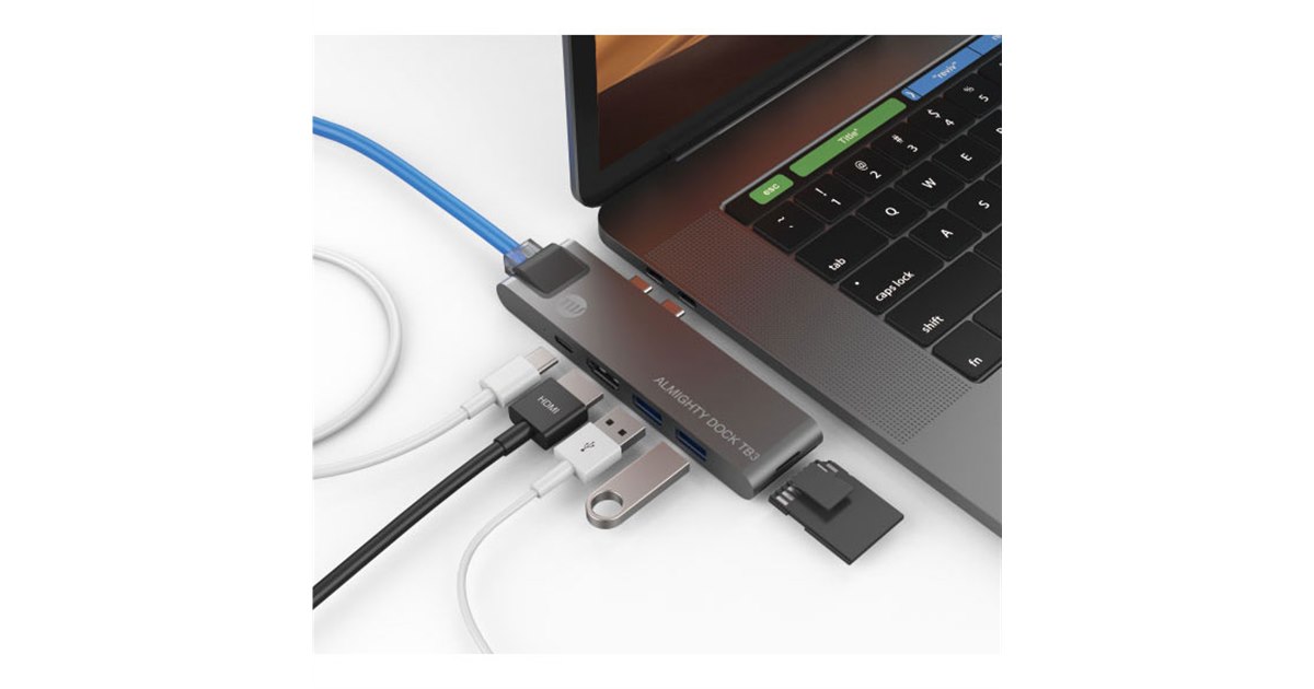 Apple - MacBook Pro Air USB-C 変換アダプター TUNEWEAR MacBook Pro/Air用USB-Cハブ「TUNEWEAR ALMIGHTY DOCK TB3」が