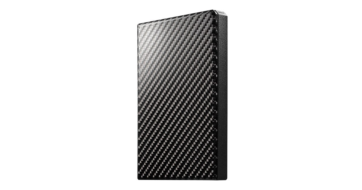 アイ・オー・データ機器 HDPT-UTS1K USB3.1 Gen1対応ポータブルハードディスク「高速カクうす」 カーボンブラック 1TB アイ・オー、USB 3.1 Gen 1対応のポータブルHDD「高速カクうす
