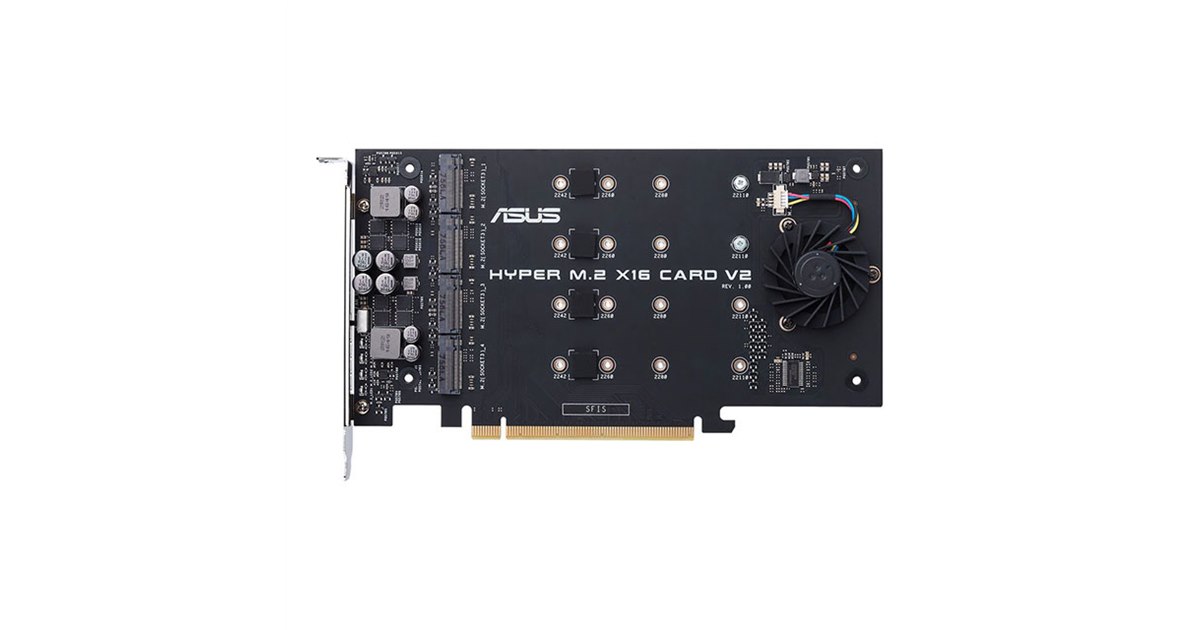 ASUS、最大128Gbpsで4つのM.2ドライブをサポートする拡張カード「HYPER