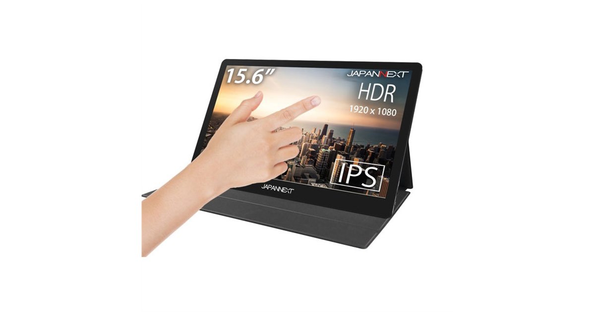 JAPANNEXT、USB Type-C接続でタッチ操作対応の15.6型モバイルモニター
