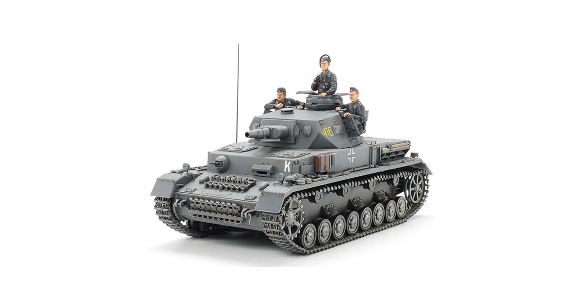 タミヤ 1/35 ドイツIV号戦車F型 完成品 プラモデル「1/35 ドイツIV号戦車F型・伝令バイクセット“北