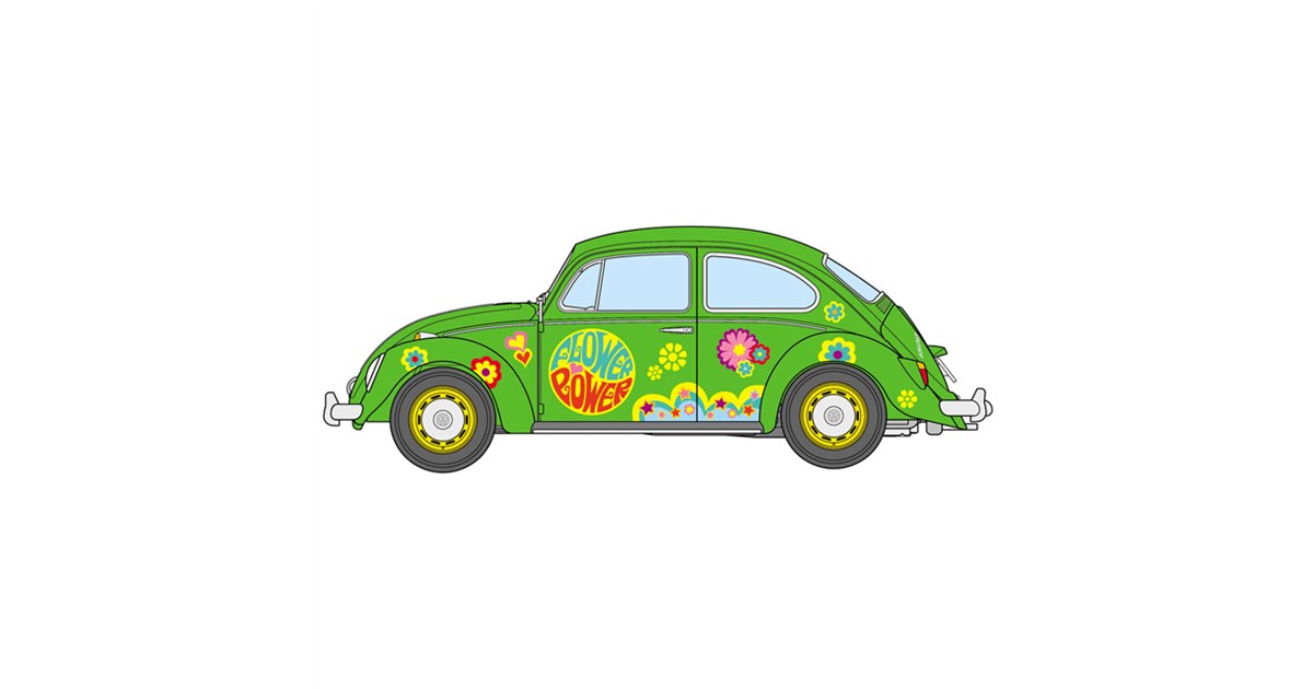 フラワー・ムーブメント」デカール付き、VW「ビートル」1/24模型
