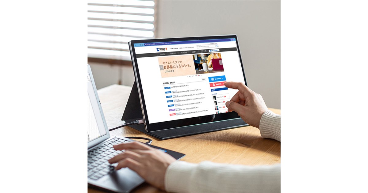 サンワサプライ DP-02 モバイルディスプレイ本体 DP-02【モバイルモニター(15.6インチ・フルHD・IPS光沢液晶・USB Type