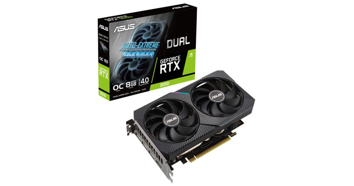 ASUS、2つのAxial-techファンを装備した「DUAL-RTX3050-O8G