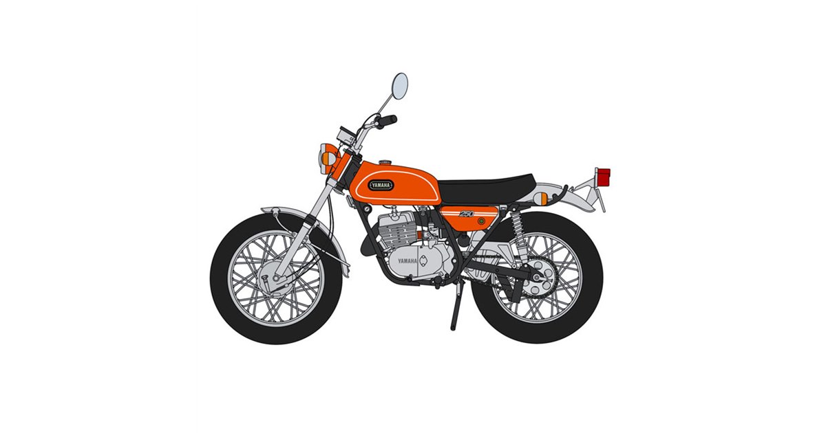 ハセガワ、マンダリンオレンジの「ヤマハ トレール DT250」1/10