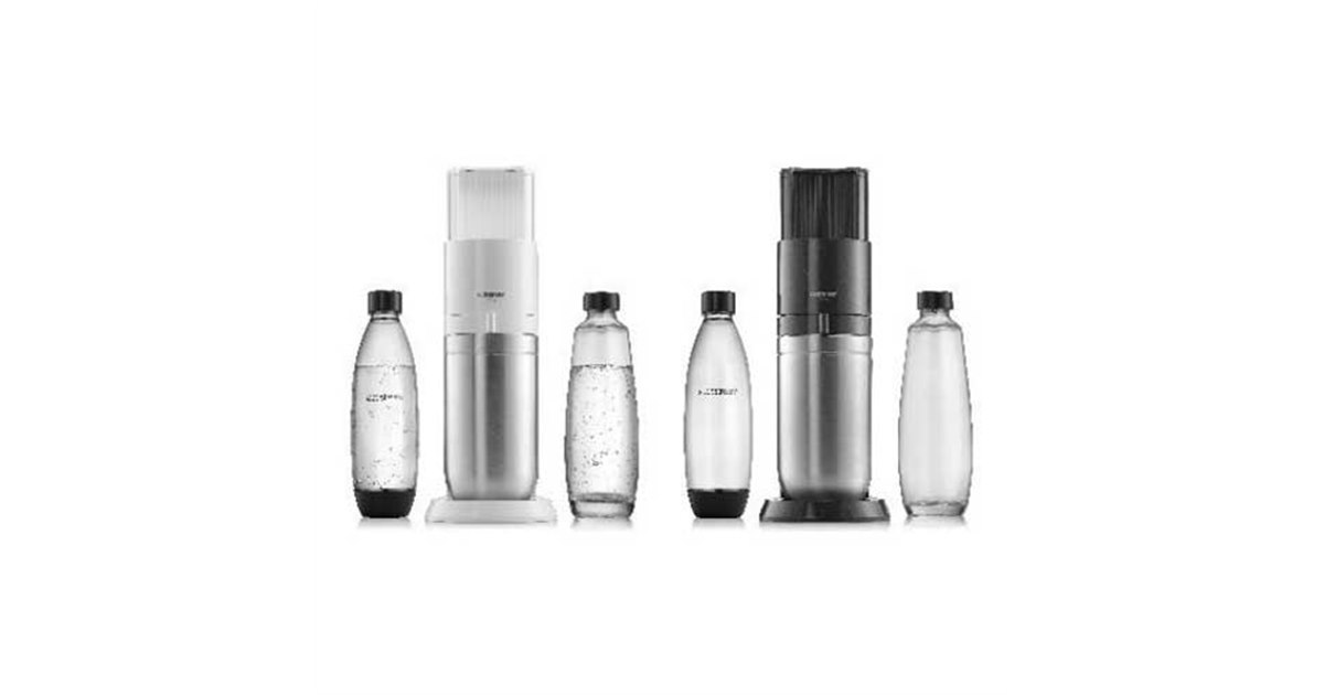 ソーダストリーム、プラスチック製ボトルとガラス製カラフェが併用
