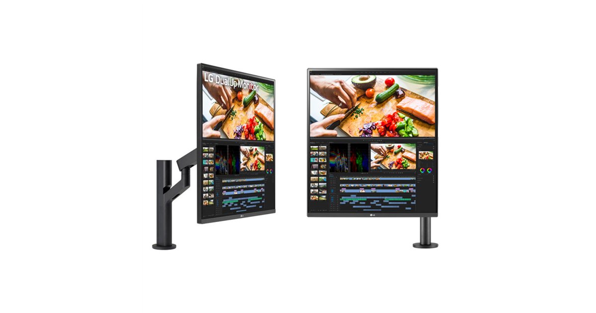 LG、画面位置を自在に調整できるアームスタンド付き縦長16：18