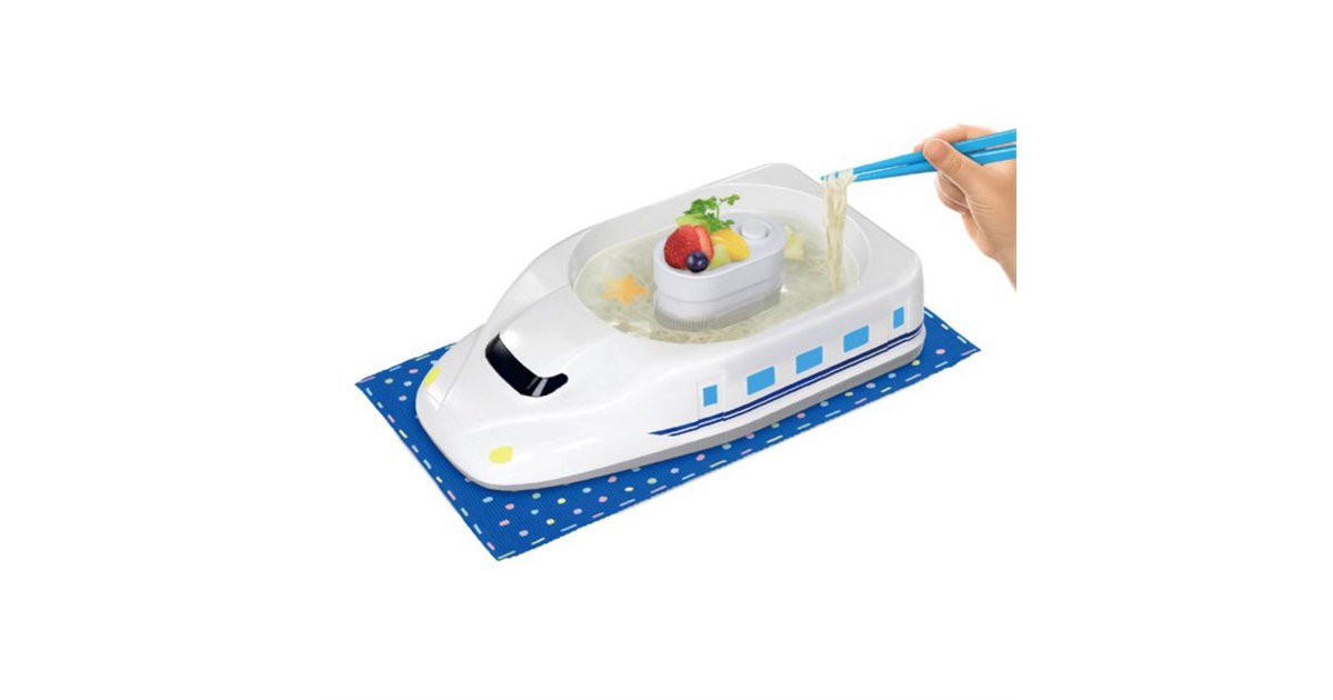 N700系新幹線」型のお子さまランチプレートのような流しそうめん器