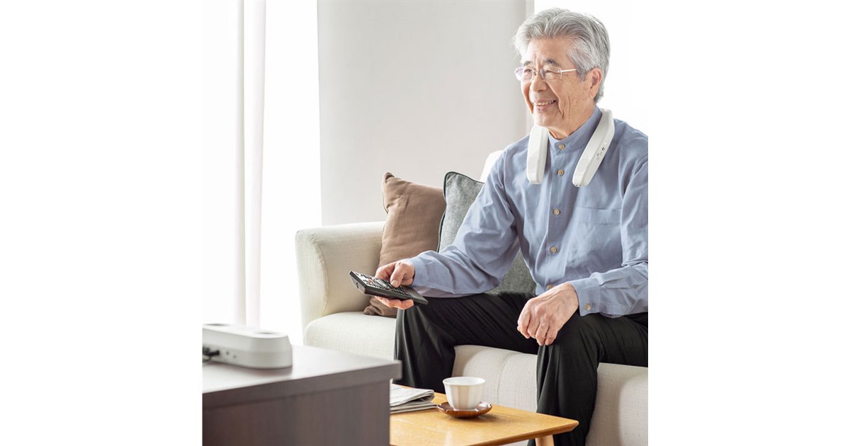 サンワ、首にかけてテレビの音声が聞けるワイヤレスネックスピーカー