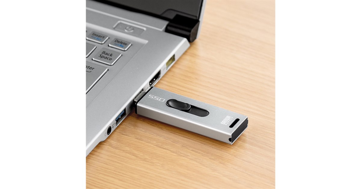 サンワ、USBメモリーサイズの大容量2TBポータブルSSD「600-USSD2TBS