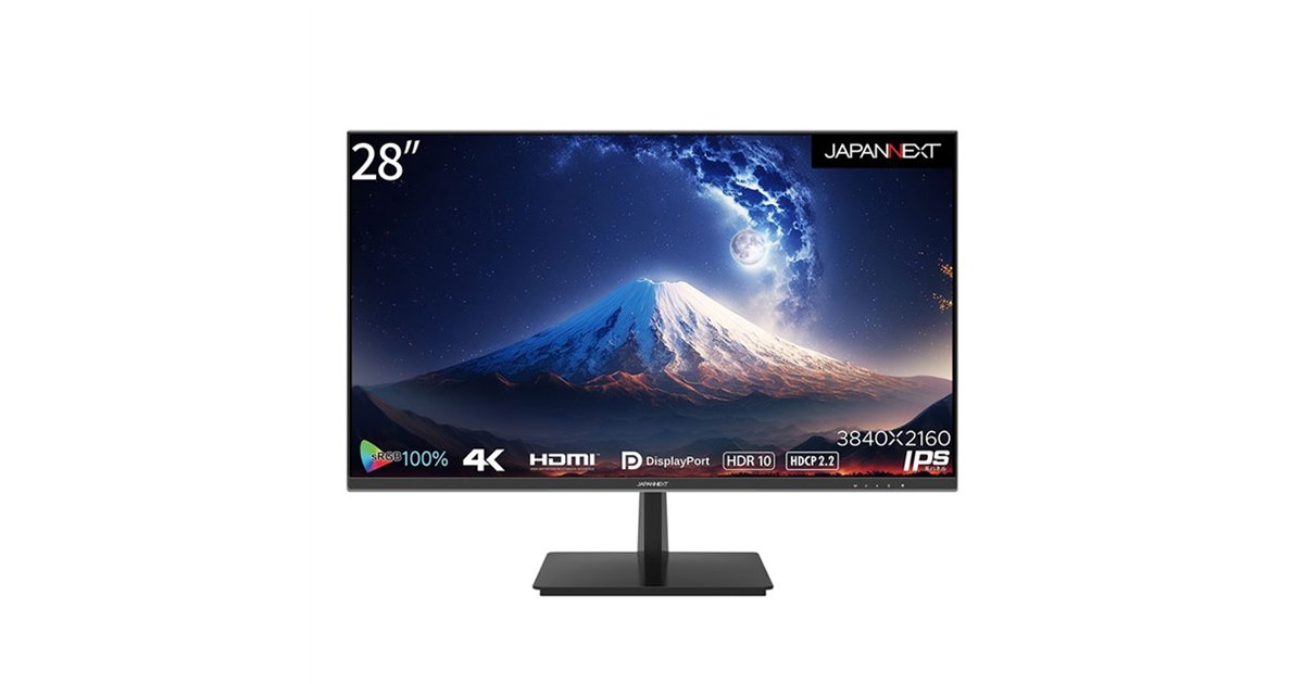 JAPANNEXT、フレームレス採用の28型4K液晶ディスプレイ「JN