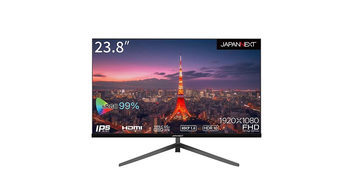 JAPANNEXT 23.8インチフルHDモニター USB-C65W給電可能 JN-IPS238WQHD-C65W_body3.jpg?v