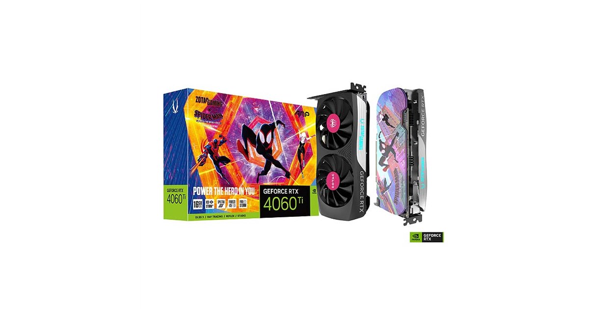 GeForce RTX 4060 Ti スパイダーバースコラボ ZOTAC GAMING GEFORCE RTX 4060 Ti 16GB AMP SPIDER-MAN