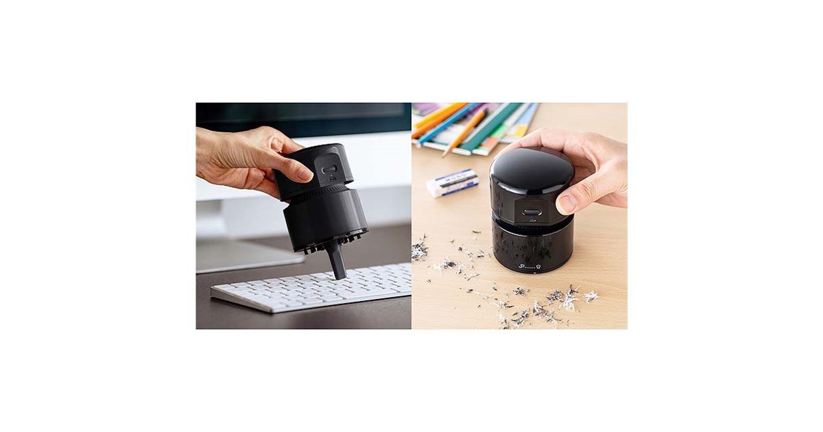 サンワ、机のゴミを吸い取る卓上バキュームクリーナー「CD-85VC