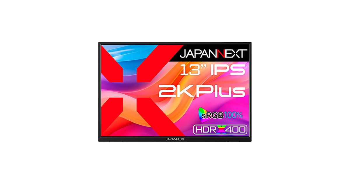 JAPANNEXT、26,980円の2160×1350表示対応13型モバイルモニター