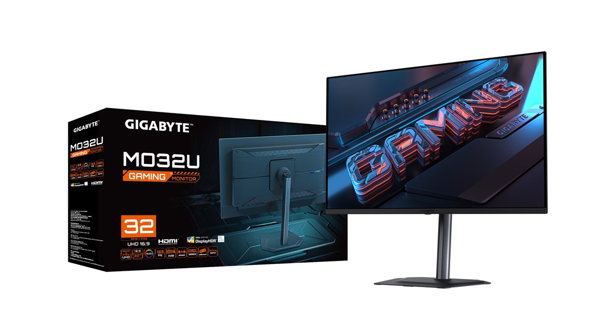 GIGABYTE M32U-AE 4K 31.5インチ ゲーミングモニター GIGABYTE、モニターアーム採用の31.5型4Kゲーミングモニター