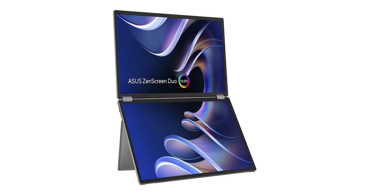 ASUS、2枚の14型有機ELパネルを搭載したポータブルモニター「ZenScreen