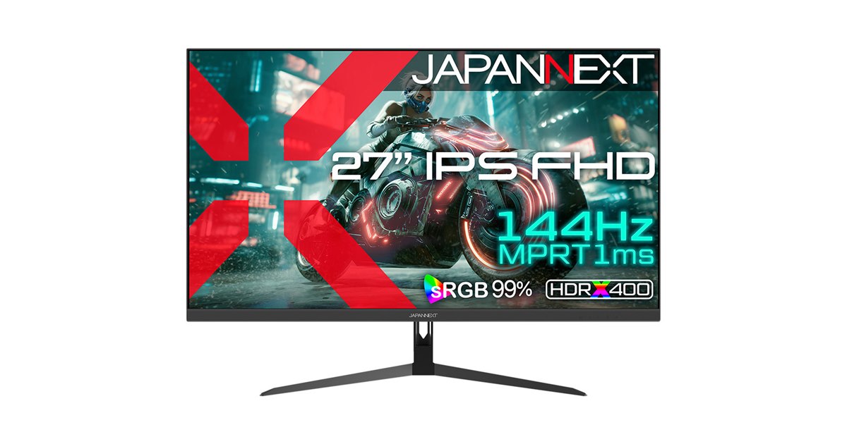 17,980円、IPS・144Hz/1ms対応の27型フルHDゲーミングモニター「JN