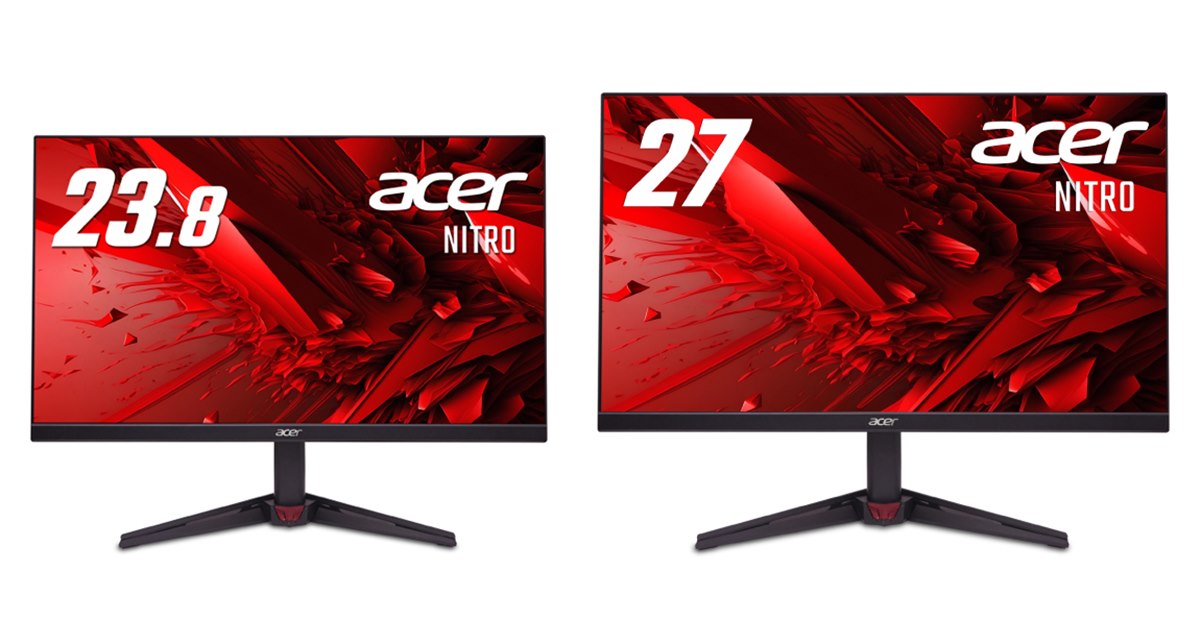 エイサー、フルHD・240Hz駆動に対応した23.8型/27型ゲーミングモニター