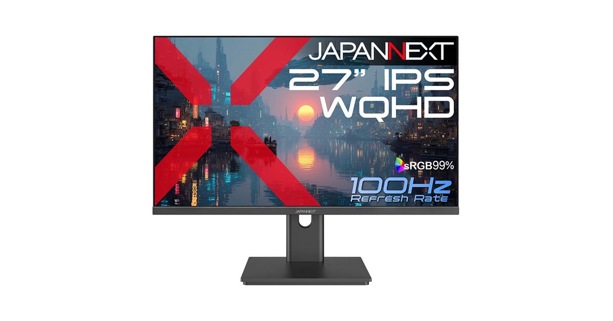 ディスプレイ モニター 本体 ブラック 20,980円、sRGB99％・100Hz対応の27型WQHDディスプレイ「JN-IPS27Q3