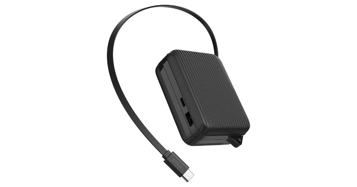 エレコム、巻き取り式USB Type-Cケーブル一体型モバイルバッテリー「DE