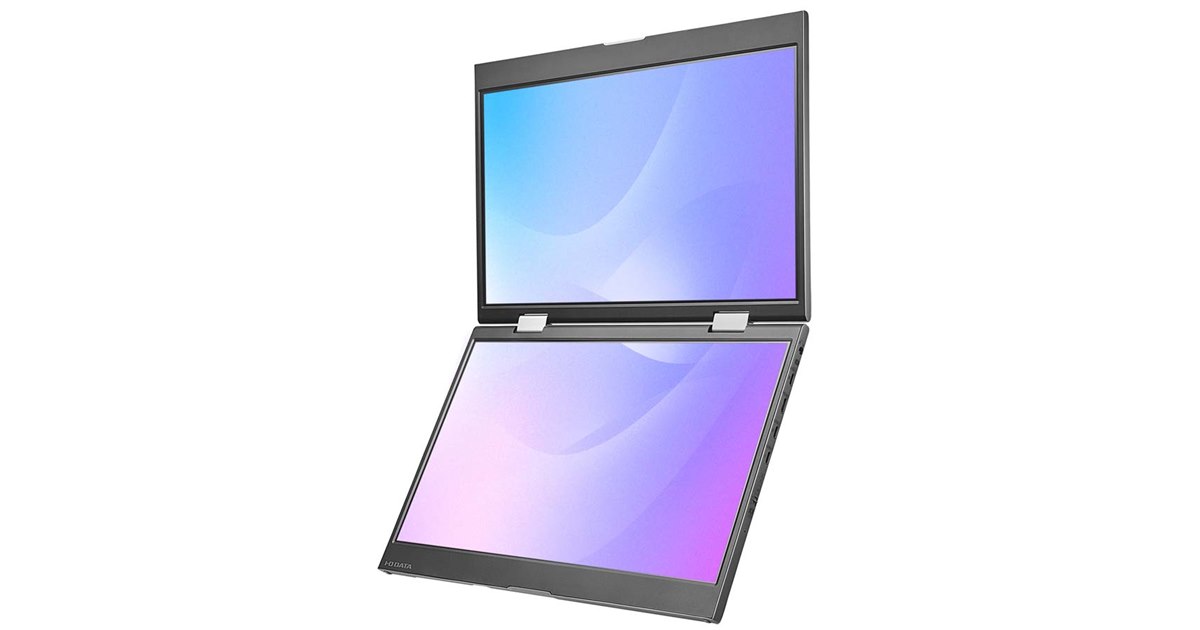 アイ・オー、2画面表示で作業が捗る14型デュアルモバイルモニター「LCD