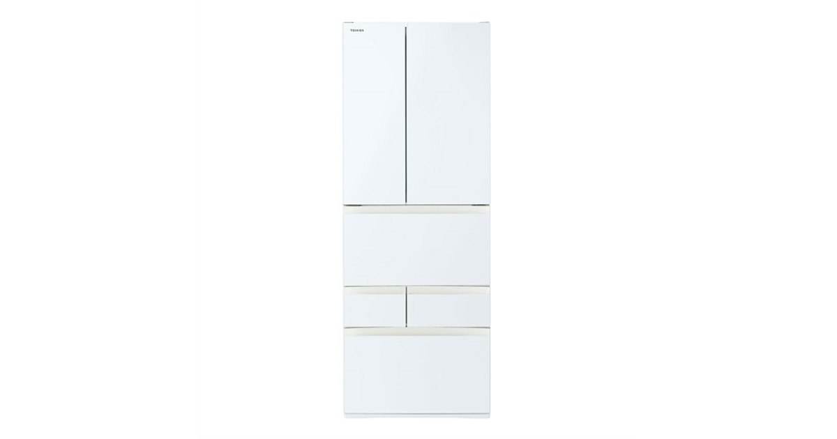 A3002   冷蔵庫　東芝　TOSHIBA 5ドア　ガラストップ　411L 2021年製 ☆TOSHIBA 東芝 411L 5ドア冷蔵庫 2021年製 VEGETA サテンゴールド 右