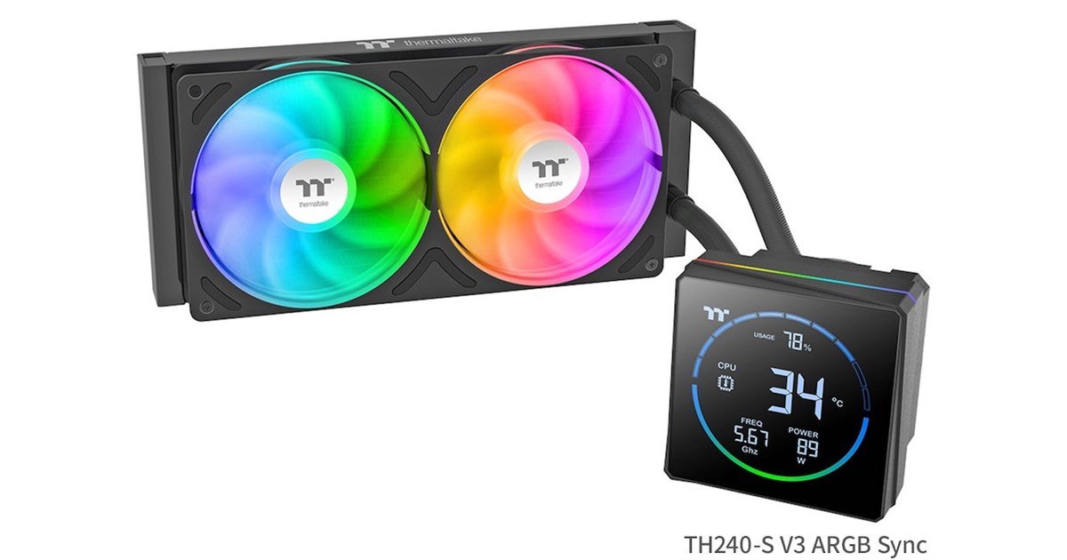 Thermaltake、CPU温度を表示できる水冷一体型CPUクーラー「TH-S V3