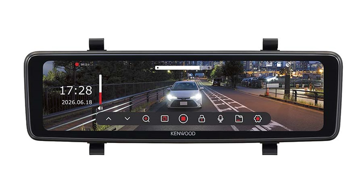 ケンウッド、56fps表示対応のルームミラー型ドラレコ「DRV-X80EM