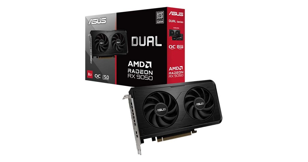 ASUS、2スロット設計のビデオカード「Dual Radeon RX 9050 8GB GDDR6