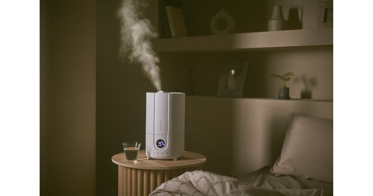 LAVINO 置き型加湿器 ホワイト アイビビッド、ハイブリッド式加湿器「LAViNO スチームノクターン
