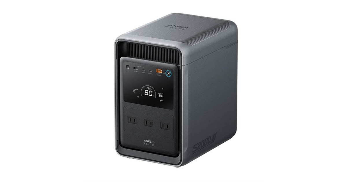 ANKER SOLIX ポータブル電源 Anker、冷蔵庫を約50時間も動かせる小型ポータブル電源「Solix S2000