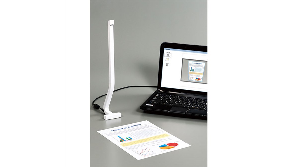 キングジム、デスクに置けるスタンド型スキャナー「デスクショット