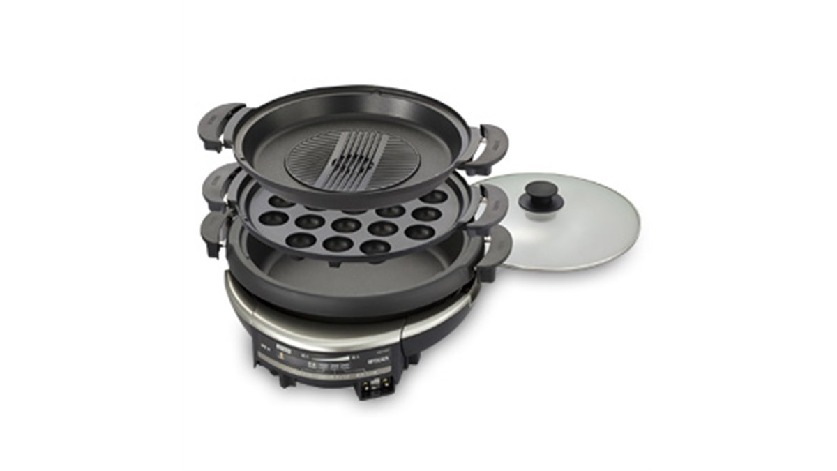 タイガー、たこ焼き用など3つのプレートが付属する遠赤外線グリルなべ