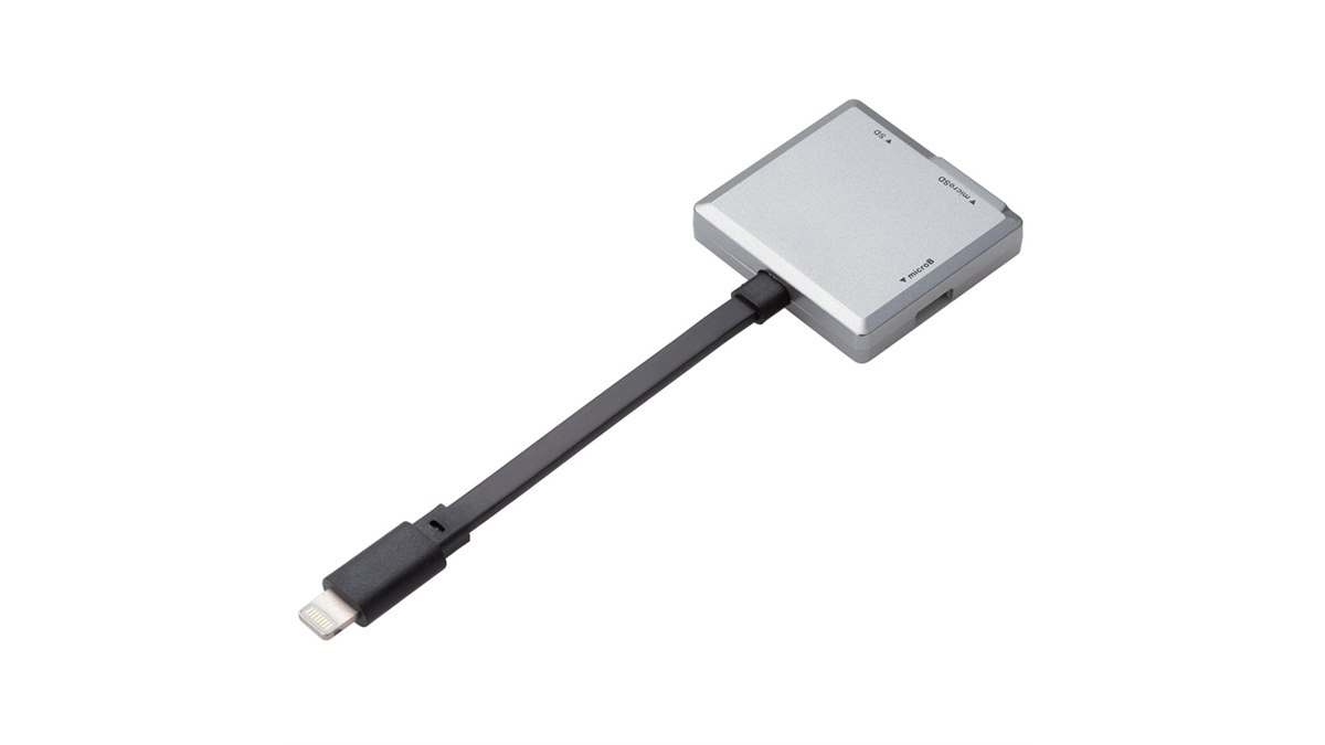 Logitec Lightningコネクタ搭載メモリーカードリーダー ロジテック、iPhone/iPadからSDカードへデータ保存などができるカード