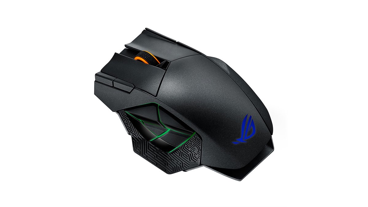 ASUS、左側面に6ボタンを搭載したMMOゲームマウス「ROG Spatha