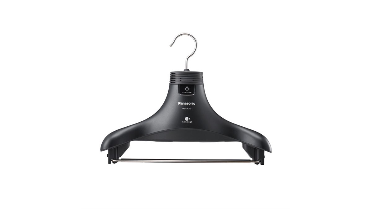 Panasonic ブラック　ハンガー 脱臭　nanoex ナノイーX パナソニック、ボトムス用のつり下げバーが付いた「ナノイー X」脱臭