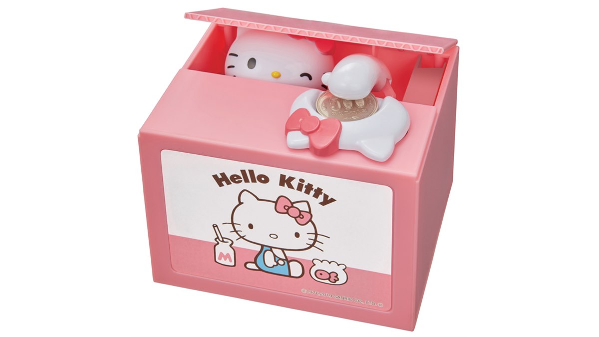 ウインクしたキティちゃんがお金を預かる「ハローキティ」の貯金