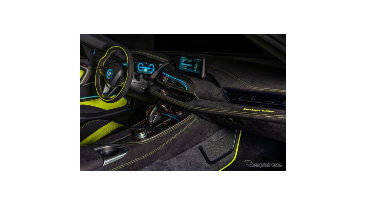 BMW i8 の蛍光イエロー仕様、アルカンターラが特注内装を開発 - 価格.com
